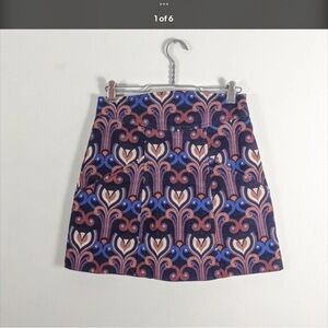 Zara Trafaluc retro mini skirt in pinks, blurs, beige, small, soft lightweight.